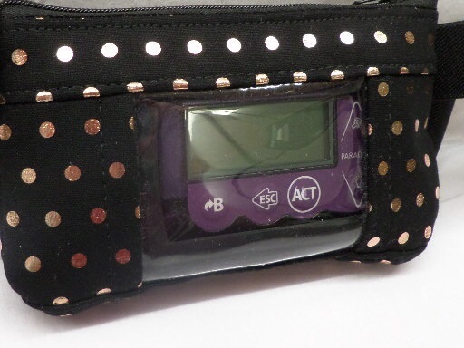 Rose Gold on Black Insulin Pump Pouch optional window