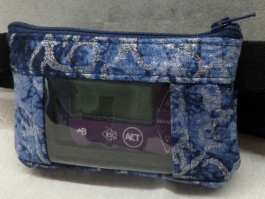 Silver Sparkle on Blue Marble Insulin Pump Pouch