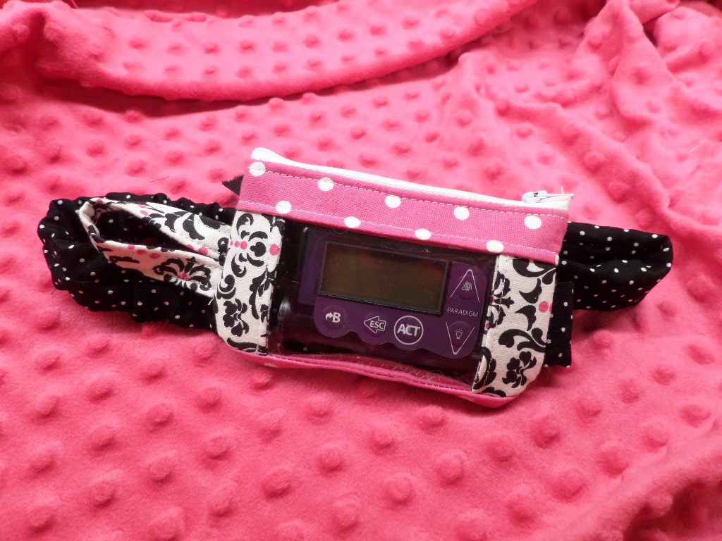Damask & Polka Dot Window Insulin Pump Pouch Case - Click Image to Close