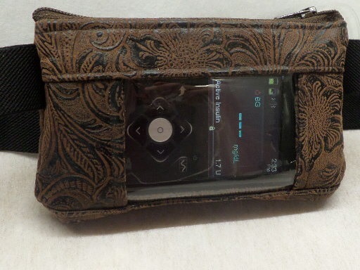Teens & Adults Insulin Pump Pack Case in Etched Floral Leather