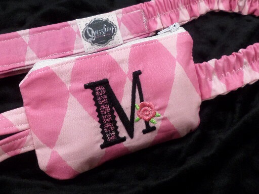 Personalized Kids Harlequin Pink Insulin Pump Case w Monogram