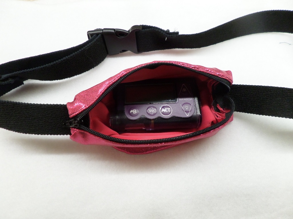 Hot Pink Shimmer Slim Fit Insulin Pump Belt Spandex - Click Image to Close