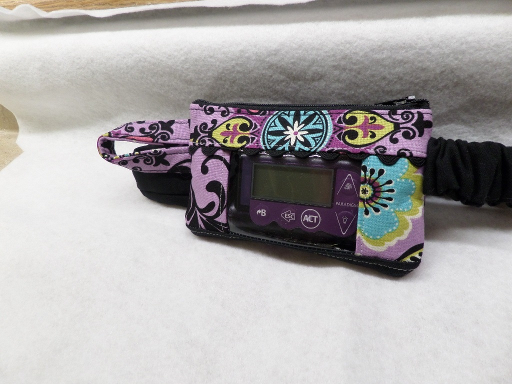Purple Black Med Insulin Pump Case with Optional Window - Click Image to Close