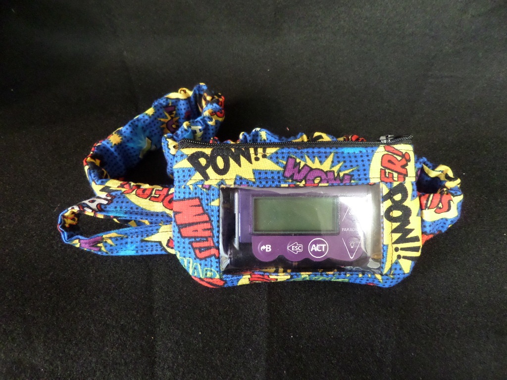 Super Hero Words Window Insulin Pump Pouch Case For Boys - Click Image to Close