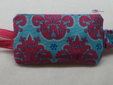 Turquoise & Hot Pink Damask Insulin Pump Pouch
