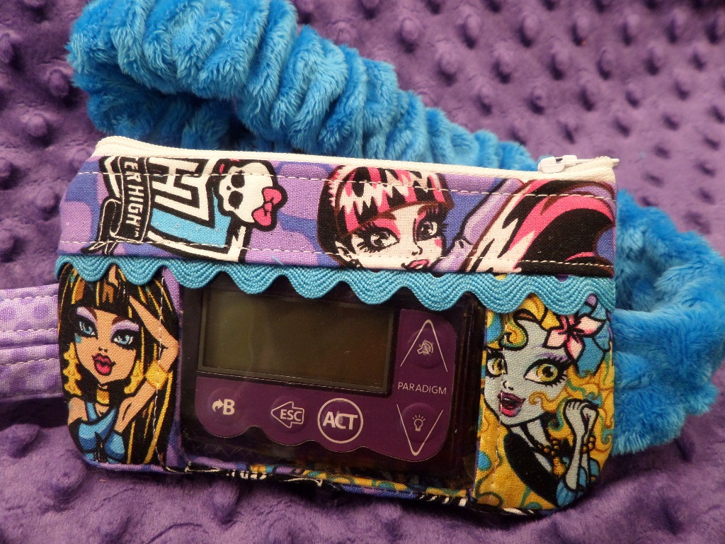 Monster High Insulin Pump Pouch Case in Purple & Turquoise