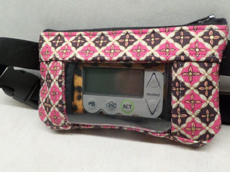 Diamonds in Hot Pink Plum and Gold Insulin Pump Pouch For Girls