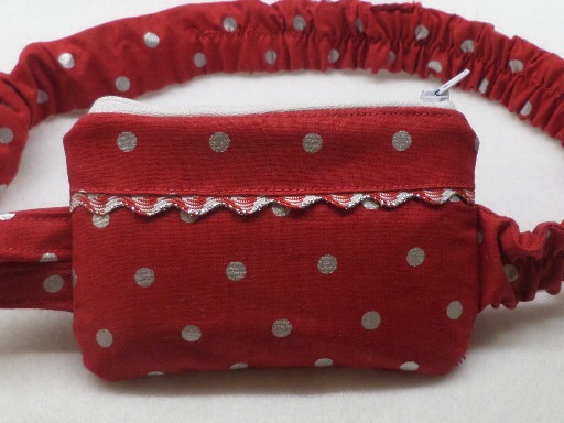 Festive Holiday Insulin Pump Pouch Red Silver Metallic Dot | - Click Image to Close